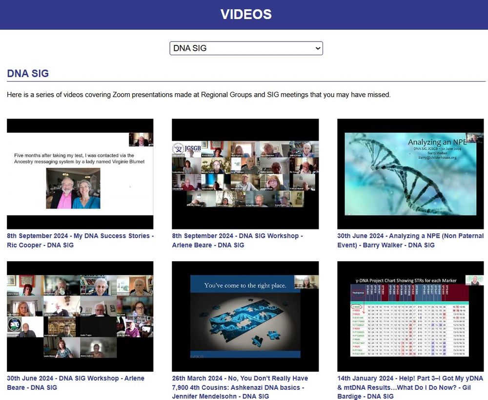 DNA SIG Videos (members only)