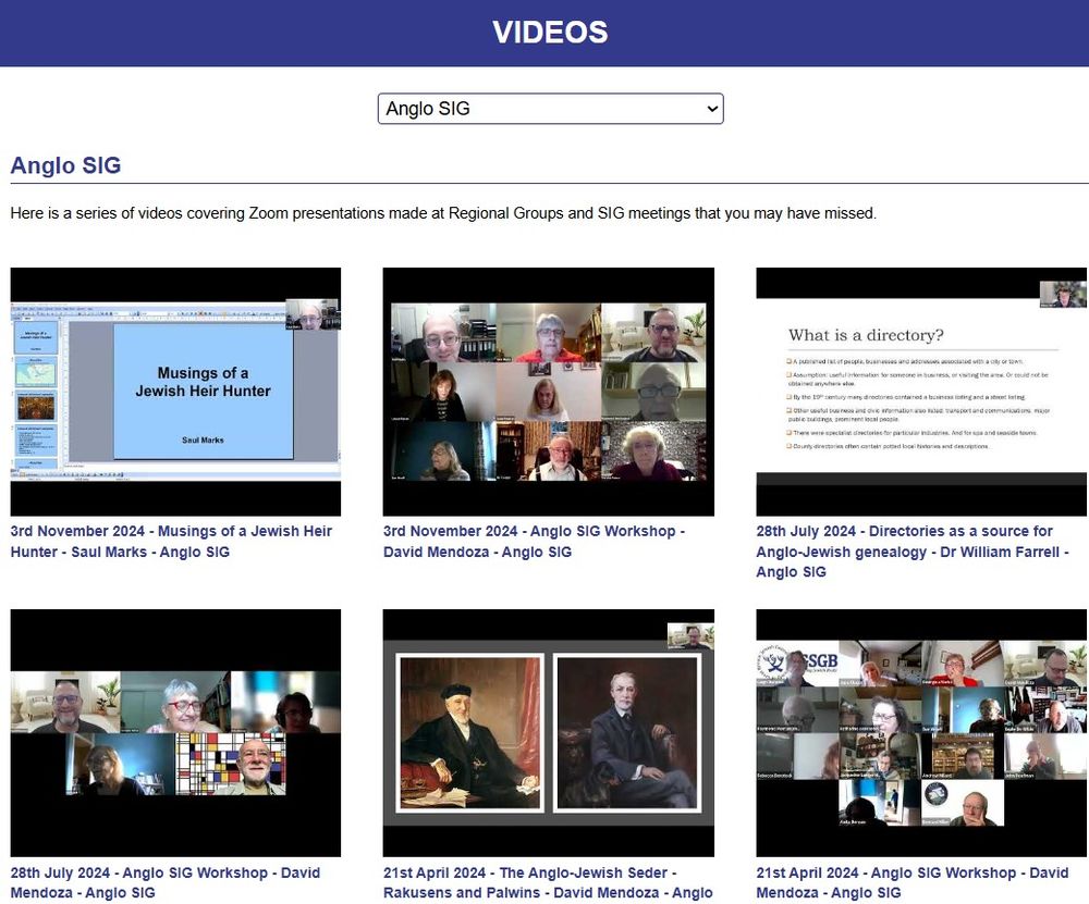 Anglo SIG Videos (members only)